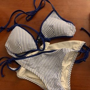 JCrew Seersucker Stripe Bikini Small